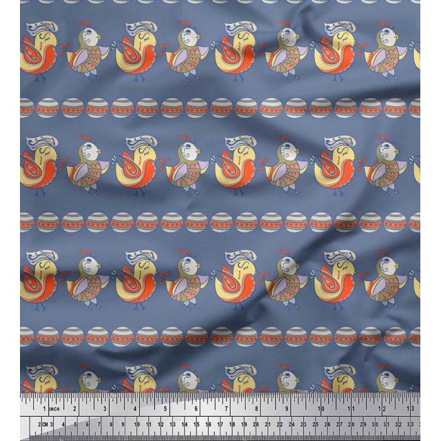 Soimoi Poly Georgette Fabric Circle & Bird Kids Fabric Prints by Yard 42 Inch Wide