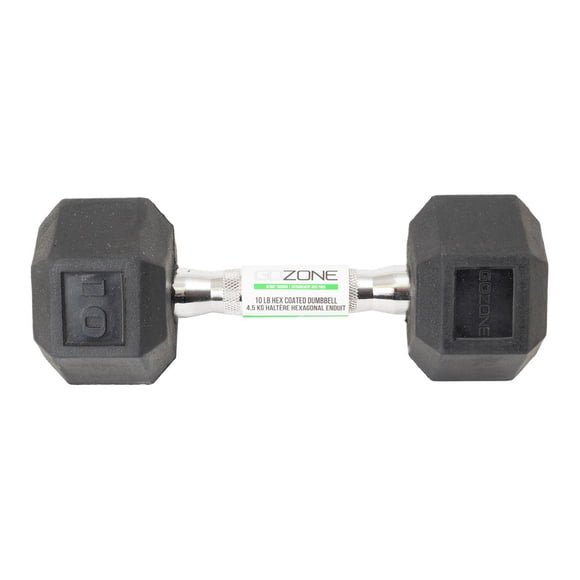GoZone Rubber-Coated Hex Dumbbell – Black/Chrome
