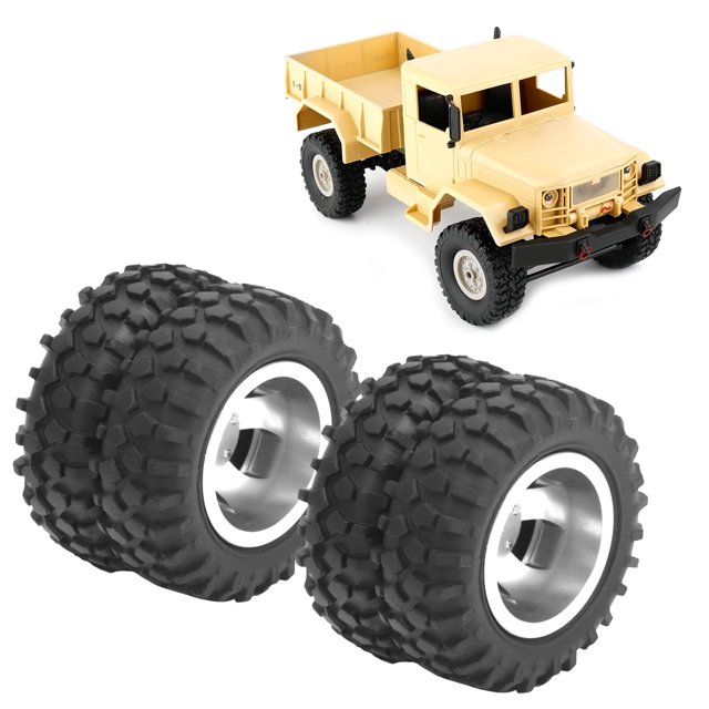 Keenso 2Pcs RC Pneu Arrière Double Roue 55mm Dia pour WPL D12 1/10 Camion à Télécommande, Roue RC pour WPL, Pneus Arrière RC