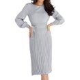 thumbnail image 1 of LLYwey en Liquidation Robes à Col en V pour Femmes 2024 Mode Bohème Col Rond Manches Longues Robe en Tricot Longueur Mini Nouvelles Robes Portefeuille Gris TTG, 1 of 7