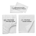 thumbnail image 4 of Comfy Bamboo World Ensemble de Draps Brodés 9900 Series, Taille Très Grand, Blanc, 4 of 5