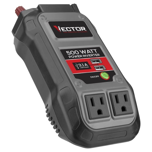 Vector Onduleur de 500 Watts, PI500V, Double Onduleur d'Alimentation, Deux Ports de Recharge USB, Gris