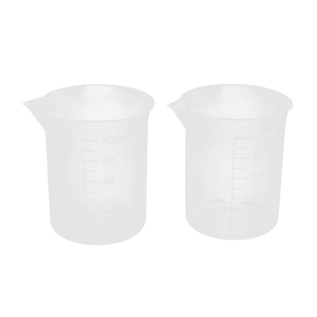 Oleegame 1PC Glass Bottle for 2 Clear Plastic Graduated 100mL Measuring Cup Beaker Lab Pcs Glass&Bottle White