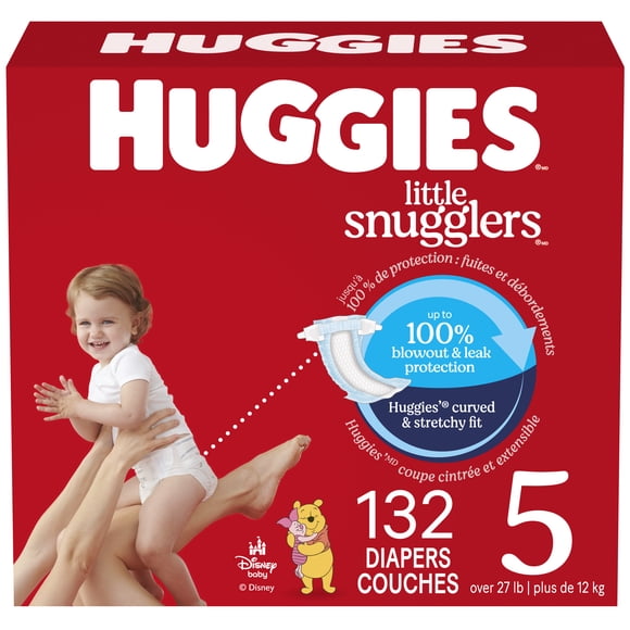 Huggies Little Snugglers Couches, Emballage Econo, Taille 5, 132 Unités