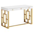 thumbnail image 3 of Best Master Brooks 3-Drawer Wood and Stainless Steel Frame Writing Desk - Gold, 3 of 8