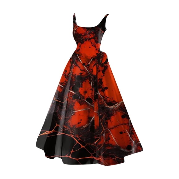 for Women formal Dress for Wedding Party Bloody Print Flared Dress Graduation Dresses High Sleeveless Tunic Cocktail Dress Wedding Guest Dresses