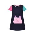 thumbnail image 1 of T-Shirt Robe Fille Coton Contraste de Couleurs Poche Cochon Manches Courtes 6 Ans, 1 of 1