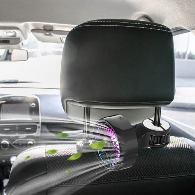 Car Seat Hook Fan With Rotating RGB Light Cool Fan For Back Seat Passenger Portable Car Fan Headrest Suitable For Vehicles SUVs RVS Boats