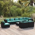 thumbnail image 1 of vidaXL 10 Piece Garden Lounge Set with Cushions Poly Rattan Black, 1 of 5