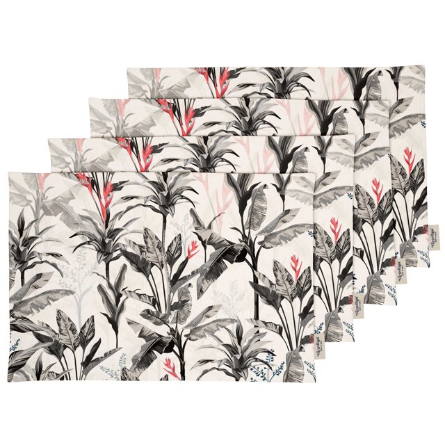 Vargottam Placemats- Placemat For Dining Table, Set Of 4- Printed & Reversible CottonNapkin-IndoorPlacematsFor Home & Kitchen Dining Table- Tropical Trees (Gray)