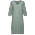 thumbnail image 2 of 2025 et Robe en Lin à Manches Courtes Grande Taille pour Femmes Décontractée Vacances Semi-Décontractée Robes Maxi Décontractées pour Femmes Robe Mini à Col en V Robe Maxi à Col en V Couleur Unie pour Femmes, 2 of 7