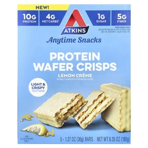 Atkins, Anytime Snacks, Crispes de l'eau-de-vie, Creme de citron, 5 Les barres, 1.27 oz (36 g) Chacun