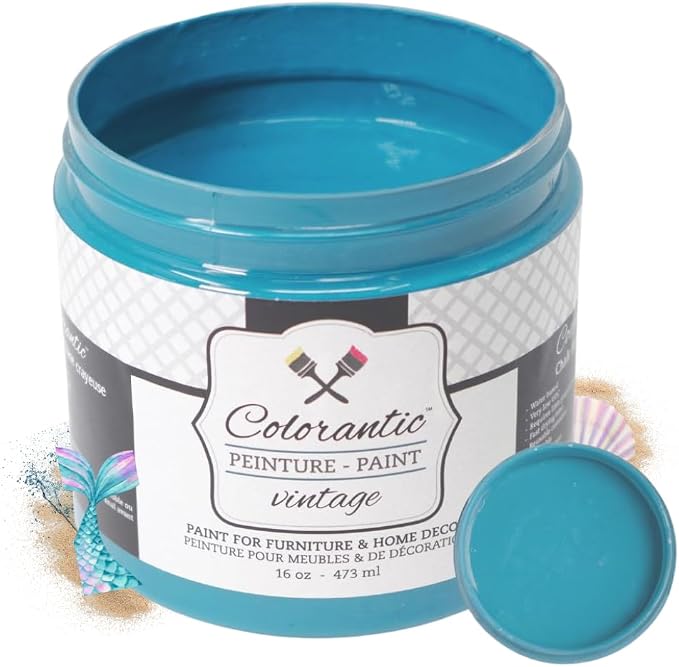COLORANTIC | Mermaid Chalk Paint for Furniture | A deep and vivid turquoise blue | 16 oz
