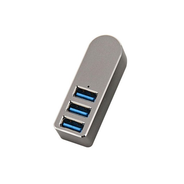 Shengyu Concentrateur USB 3.0 à 3 Ports en Alliage d'Aluminium, Répartiteur de Concentrateur USB Rotatif, Argent