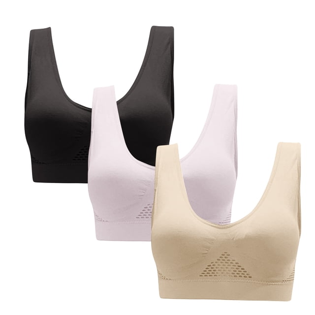 Posijego 3 Pack Sports Bra for Women Full Coverage Wireless Bra High Impact Support Bra Workout Yoga Running
