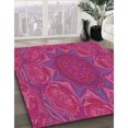 thumbnail image 3 of Ahgly Company Tapis d'Intérieur Lavable en Machine Carré Transitionnel Rose Néon, 5 Pieds Carré, 3 of 7