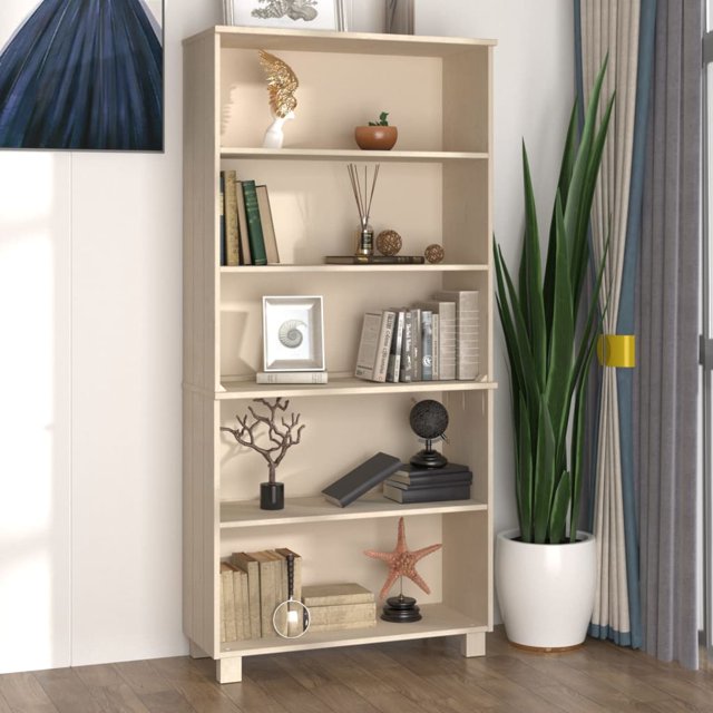 vidaXL Highboard Hamar Solid Wood Pine Honey Brown – Wall-Mounted Adult Bookcase