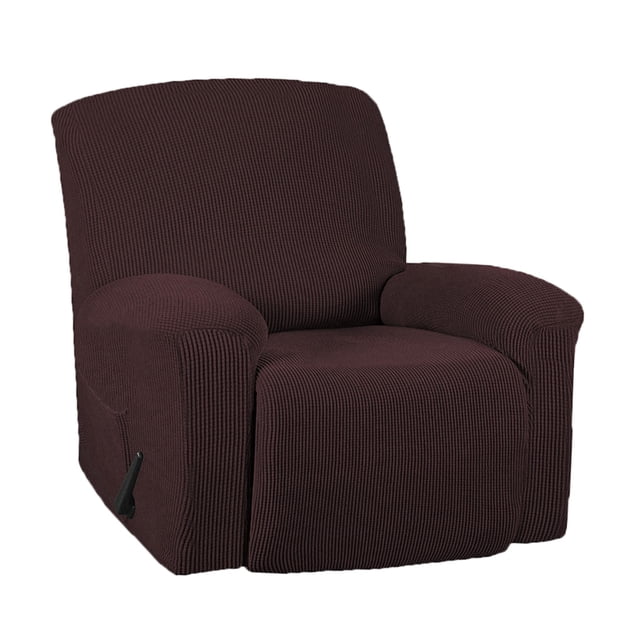Housse de Fauteuil Inclinable 1 Pce Slipcovers en Jacquard Doux à Haute Extensibilité, Housse de Fauteuil Inclinable Couleur bronze. Fabriquée en Tissu Jacquard 95 % polyester et 5 % Élasthanne, Cette Housse Est Élastique, Douce et Conçue pour s'Adapter aux Fauteuils Inclinables d'Une Largeur Entre 26-34 Pouces, d'Une Hauteur de Dossier Entre 29-37 Pouces et d'Une Longueur de Chaise Entre 24-37 Pouces. Comprend des Bâtons en Mousse pour un Ajustement Sécuritaire et une Poche Latérale pour Plus de Commodité. Protège les Meubles des Poils d'Animaux