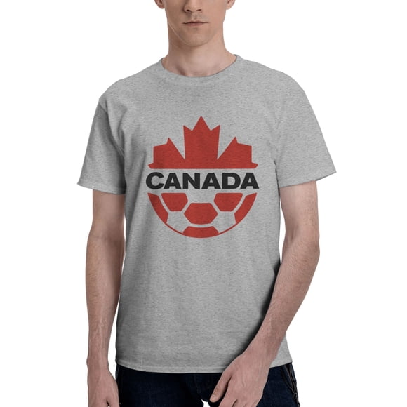 Canada Men'S National Soccer Team Fashion Men'S Basic Short Sleeve T-Shirt Gray Large