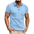 thumbnail image 1 of Besolor Men's Short Sleeve T-Shirt Classic Collared Crew Neck Button Casual Summer Pullover Basic Tees Shirt, 1 of 4