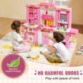 thumbnail image 4 of VEVOR Kitchen Playset Kids Pretend Cooking Play Toy 74 Piece Accessories Pink, 4 of 9