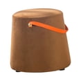 thumbnail image 4 of Abbracc Portable Round Ottoman Changing Shoes Stool Bench with Handle Space-Saving Solid Brown, 4 of 9