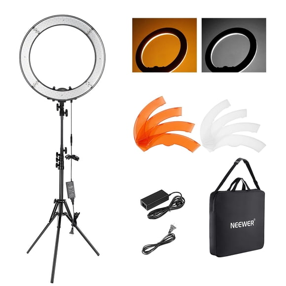 NEEWER 18 Inch Ring Light with Tripod Stand, 55W Large LED Ringlight, Cold Shoe Phone Holder Compatible with iPhone Camera for Vi