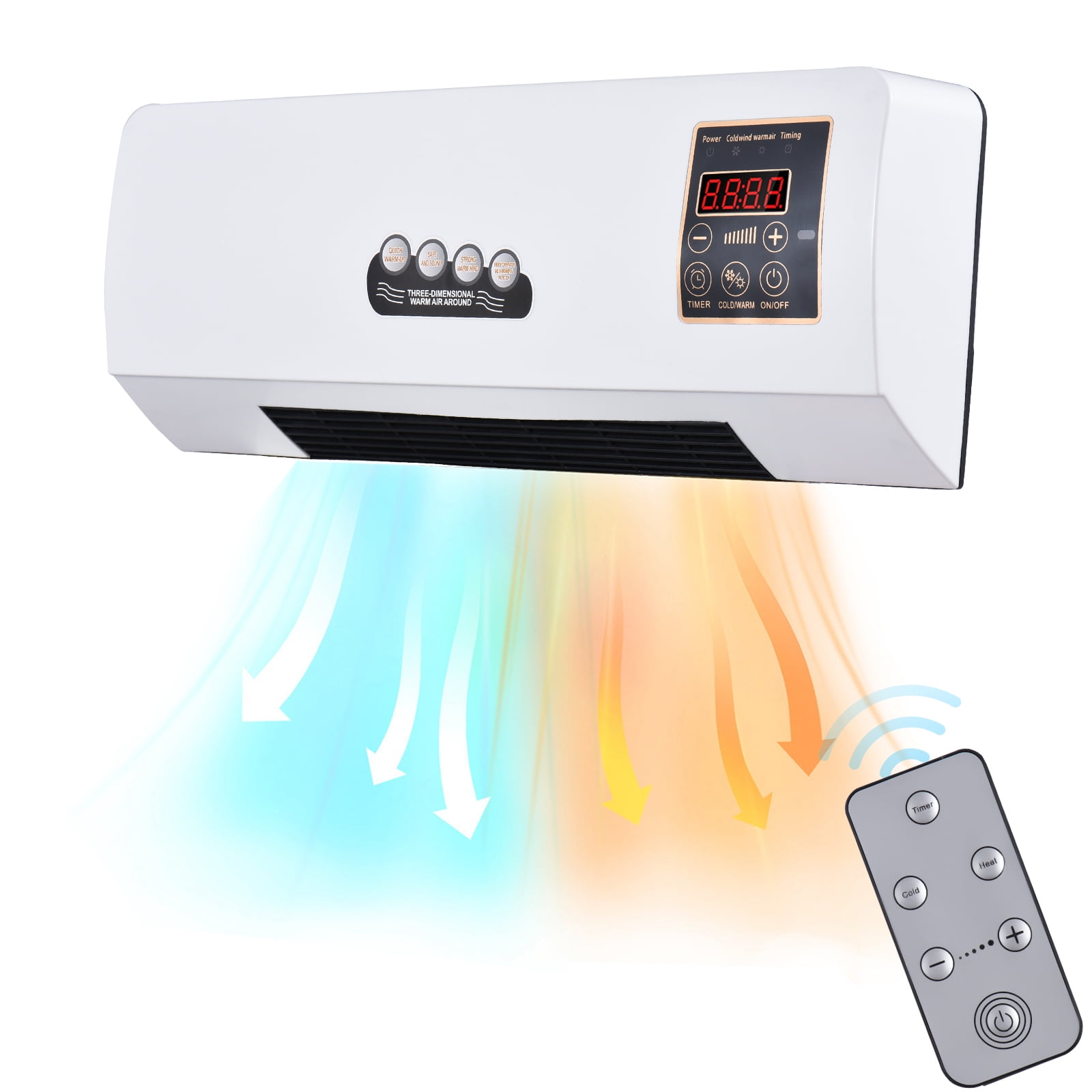 Heater and Air Conditioner Combo 1800W 2-in-1 Timing Function 
