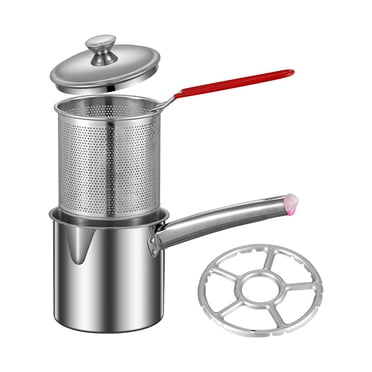 Stainless Steel Deep Fryer Pot Multipurpose Heavy Duty Oil Fryer Cooking Pot for Burner Rack 1.2L
