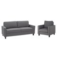 thumbnail image 1 of Ensemble de salon d'intérieur 2 pièces CorLiving Georgia, rembourré en tissu, avec canapé et fauteuil, gris, 1 of 9