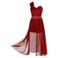 thumbnail image 2 of RUNQHUI Robe Princesse à Volants pour Enfants Filles Combinaison Robe en Tulle à Fleurs Broderie Robe en Mousseline Bourgogne 14, 2 of 7