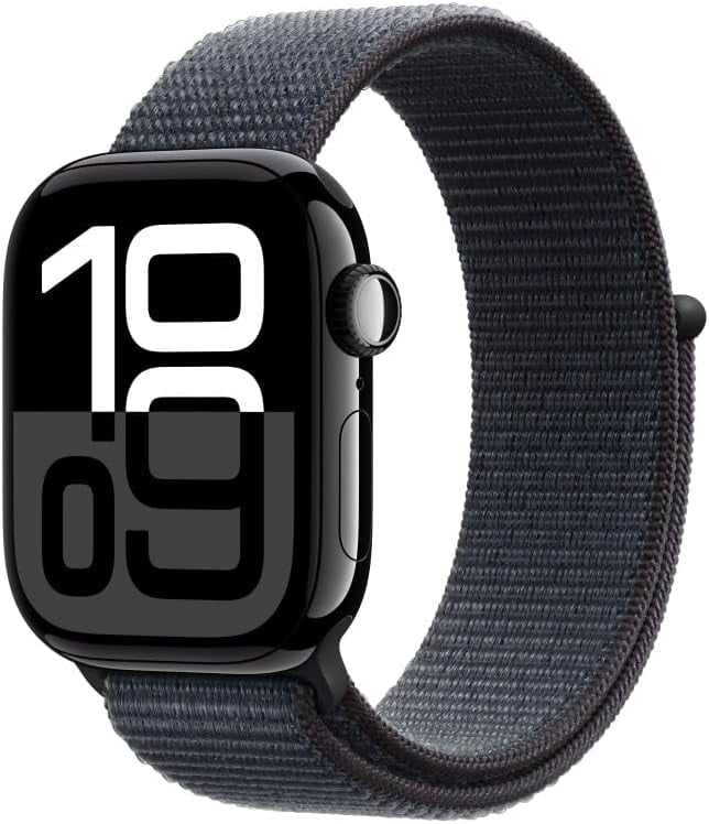 Restored Apple Watch Series 10 GPS + Cellular 46mm Jet Black Aluminum Case Ink Sport Loop - Refurbished Fair