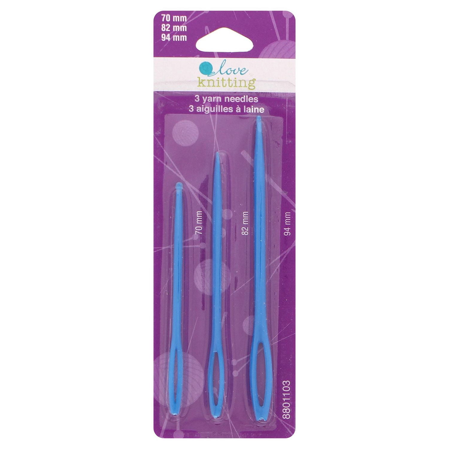 LOVE KNITTING Plastic laine Needles, 3-Pack