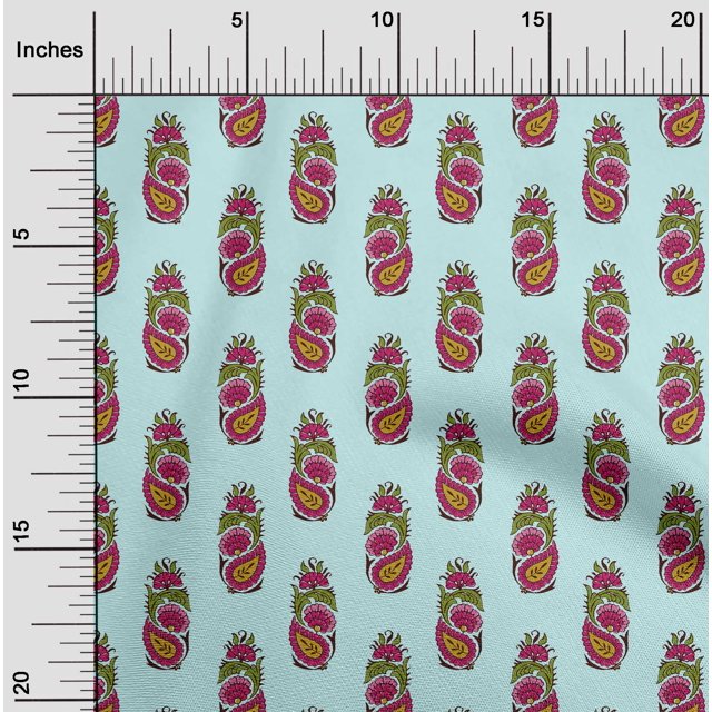 oneOone Viscose Chiffon Fabric Leaves|Floral & Paisley Block Printed Craft Fabric BTY 42 Inch Wide