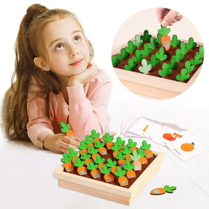 EGNMCR Children's Wooden Pull Radish Toy Early Education English Alphabet Spelling Puzzle Thinking Training Board Game Pulling radish game