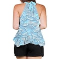 thumbnail image 4 of Weiqiqre Tops for Women Trendy Adjustable Tie Neckline Ruffle Hem Sleeveless Flowy Halter Tops, 4 of 6