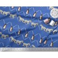 thumbnail image 2 of Soimoi Blue Velvet Fabric Penguin & Stripe Animal Fabric Prints by Yard 58 Inch Wide, 2 of 3