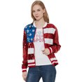thumbnail image 1 of Womens Patriotic American USA Flag Sequin Front Zip Jacket with Ribbed Cuffs, 1 of 5