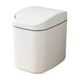 thumbnail image 2 of Wuztai Slim Desktop Trash Can, Small Plastic Wastebasket for Home Office, Space-Saving Desk Garbage Bin with Anti-Slip Base, White Beige Storage Container for Living Room Car Restaurant, 2 of 6