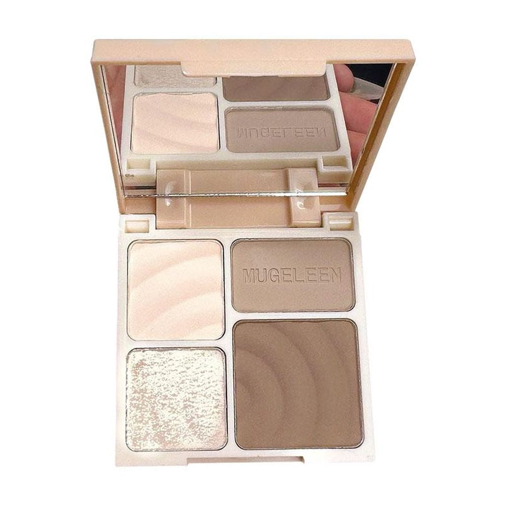 4 Color Highlight Contour Palette Matte Blush Natural Long-lasting Makeup With Mirror 4 Color Highlight Contour Palette Bronzer Gloss Cosmetic S9R3