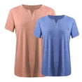 thumbnail image 3 of Timegard Haut 2 Pcs Grande Taille pour Femmes Été Manches Courtes Col en V Blouse Confortable Décontractée Mi-Longue, 3 of 3