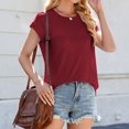 thumbnail image 3 of Plebaso Womens Cap Short Sleeve Tops Casual Summer Crew Neck T-Shirts Solid Color Loose Basic Tee Blouses, 3 of 7