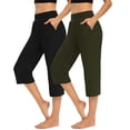 thumbnail image 2 of Timegard Capri Pants for Women 2pc Straight Leg High Waist Comfy Casual Cropped Pants Solid Color, 2 of 8
