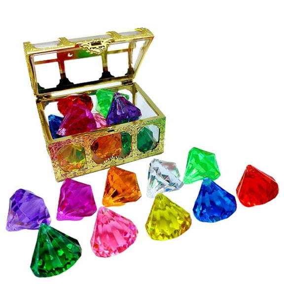10pcs  Set with Treasure Pirate Box Diving Gem Pool Toy Underwater Swimming Toy for Kids