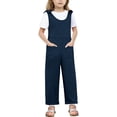 thumbnail image 1 of MIASHUI Girl's Jumpsuits Summer Sleeveless Overalls Kids Round Neck Long Pants Rompers,Navy,5-6 Years, 1 of 5