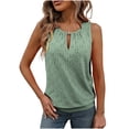 thumbnail image 2 of Eiyaclvo Womens Tank Tops Trendy Keyhole Crew Neck Sleeveless Tops Summer Solid Color Basic Cami Tops 2025 Fashion Embroidery Eyelet Tops, 2 of 9