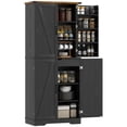 thumbnail image 1 of HOMCOM Armoire de Garde-Manger de Cuisine 72 Pouces, Armoire de Rangement de Cuisine Style Ferme, Noir, 1 of 10