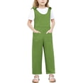 thumbnail image 1 of MIASHUI Combinaisons pour Fille Été Sans Manches Salopettes Enfants Col Rond Pantalons Longs Barboteuses, Vert, 7-8 Ans, 1 of 5