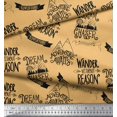 thumbnail image 3 of Soimoi Orange Silk Fabric Dream Chaser Text Print Sewing Fabric Yard 42 Inch Wide, 3 of 5