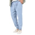 thumbnail image 2 of Innerwin Trousers Drawstring Men Bottoms Holiday High Waist Lightweight Summer Pants Blue L, 2 of 4
